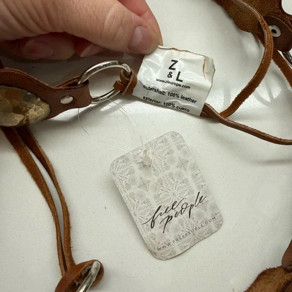 NWT Free People Oasis Wrap Belt Brown Leather Concho Tie Belt Boho Hippie Festiv - Picture 3 of 4